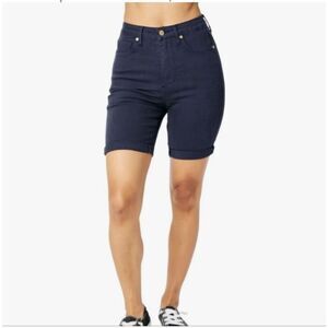 Judy Blue Navy High Rise Tummy Control Bermuda Shorts Size XL